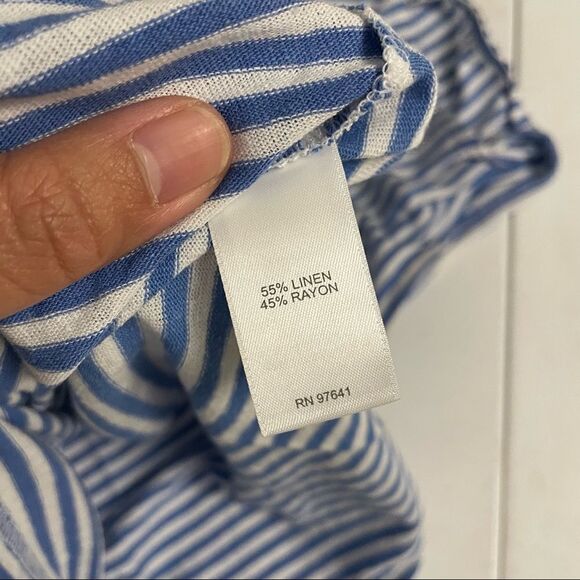 J.Jill Linen Blend Short sleeve Top with Twist Sleeve,opal blue sz small petite - Picture 8 of 10